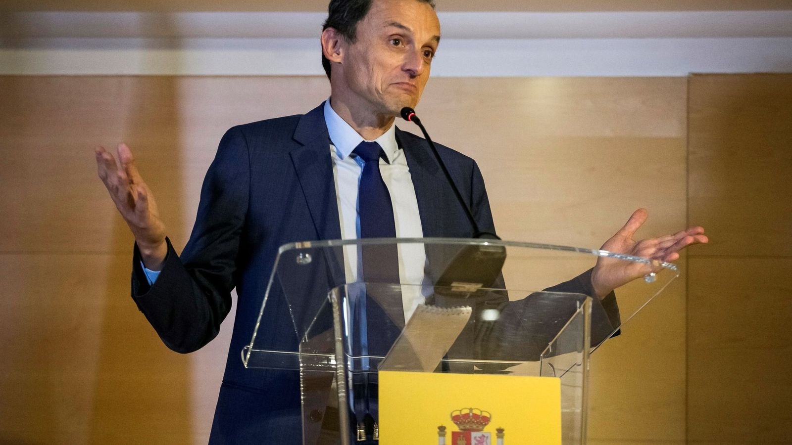 Foto: El ministro de Ciencia, Innovación y Universidades, Pedro Duque, durante su comparecencia. (EFE)