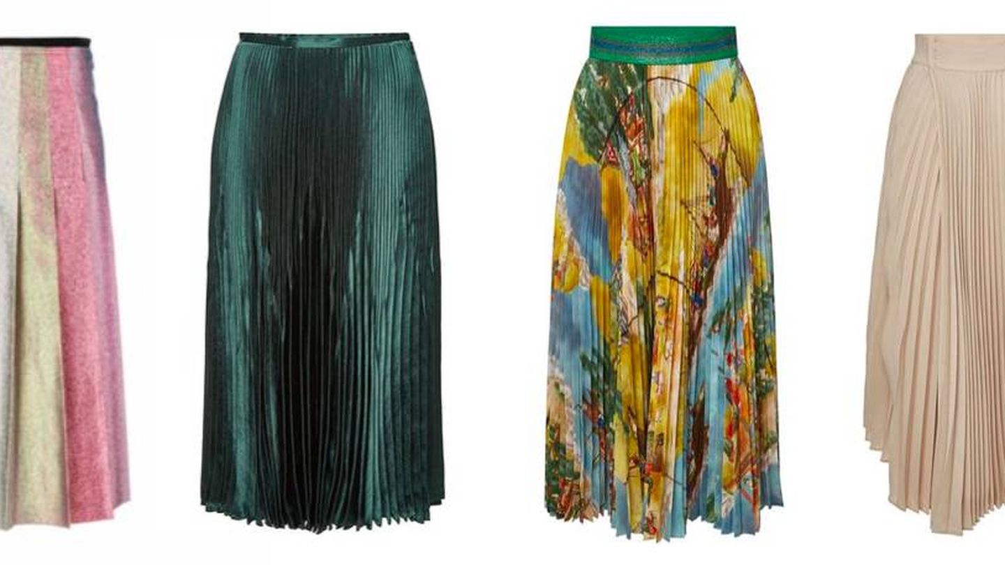 Elige el color o el estampado que más te guste en estas faldas plisadas
