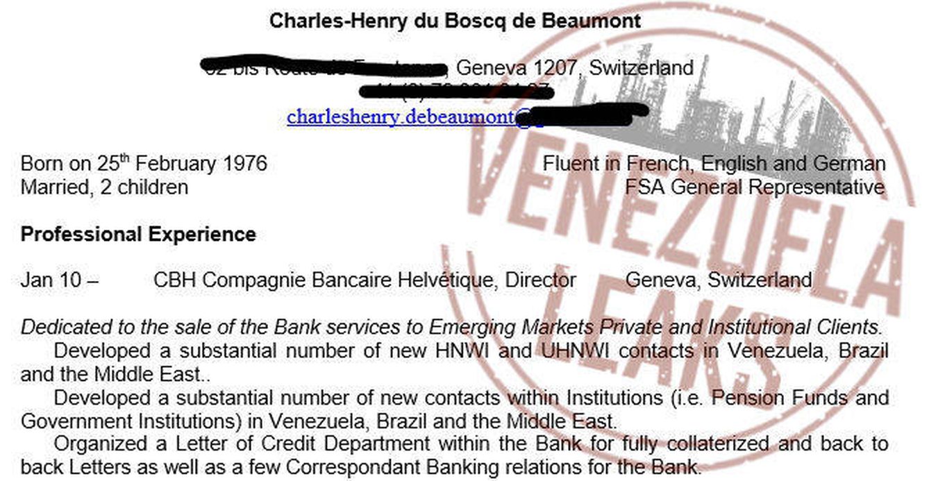 CV de Charles-Henry de Beaumont (detalle).