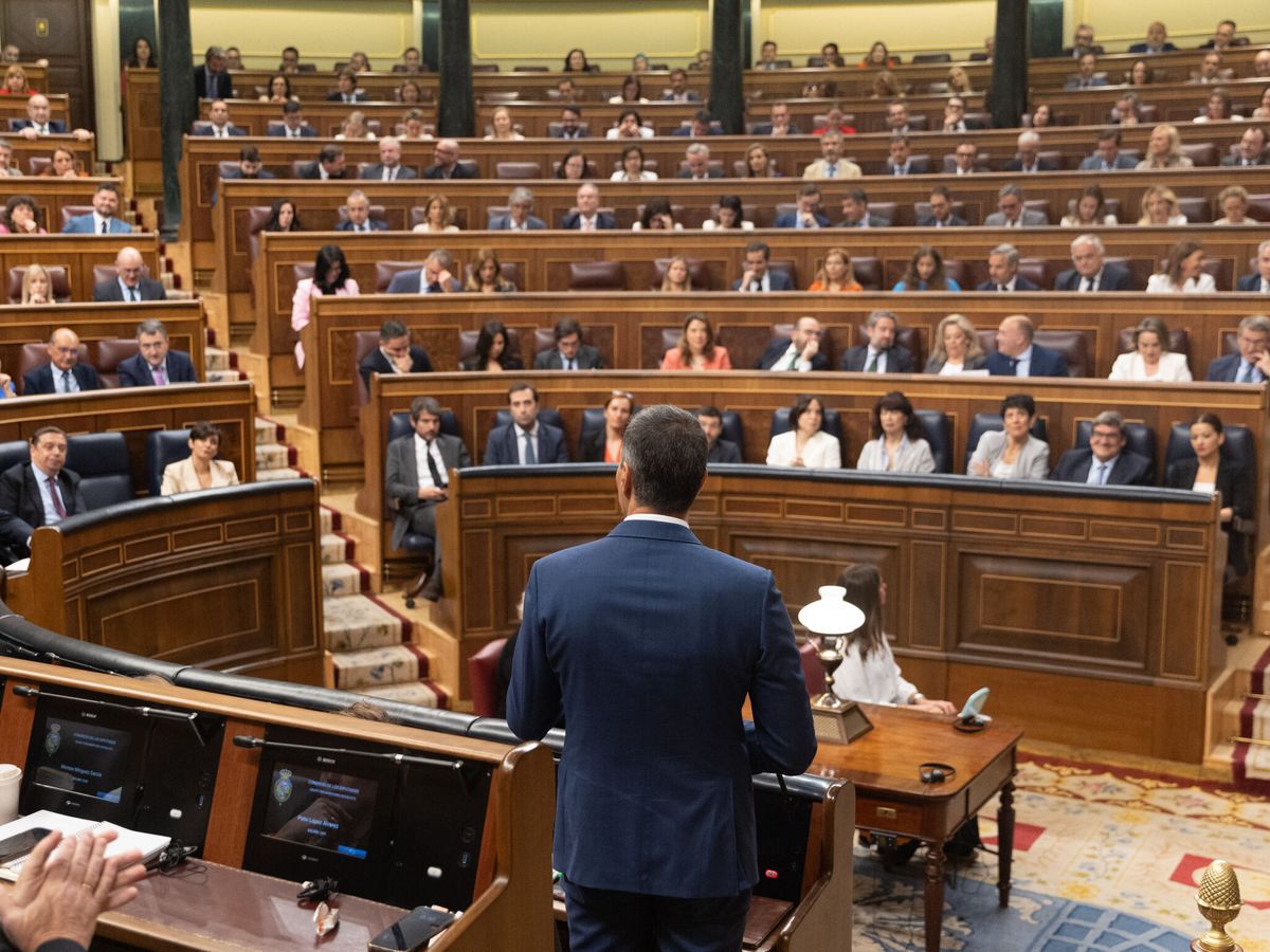 Foto: El presidente del Gobierno, Pedro Sánchez, interviene durante una sesión de control en el Congreso de los Diputados. (Europa Press/Eduardo Parra)
