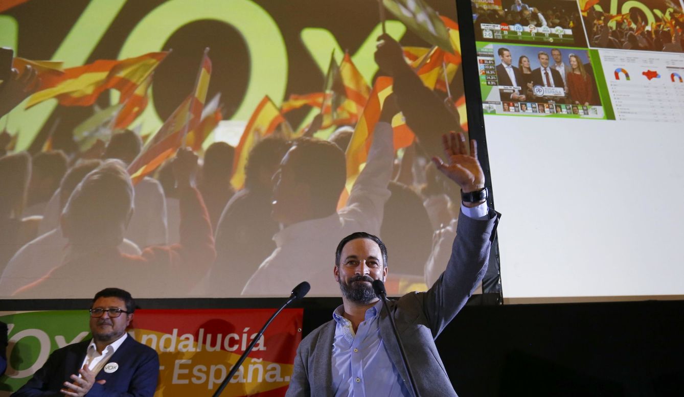Santiago Abascal celebra los resultados de Vox en las elecciones andaluzas. (EFE)