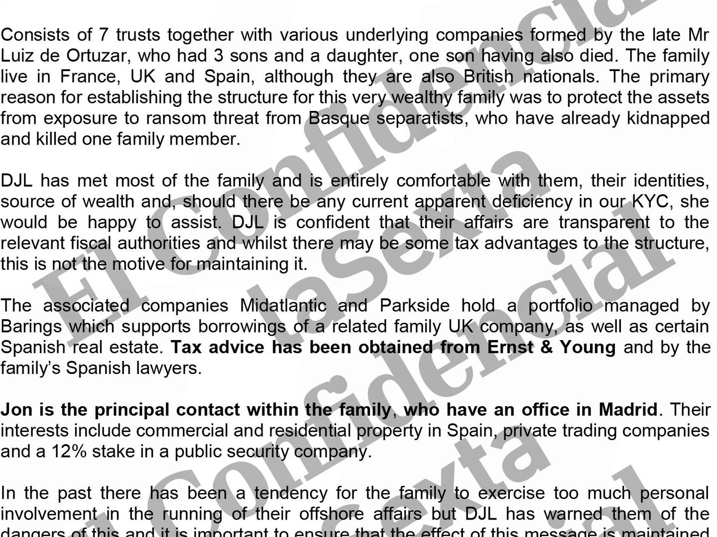 Documento interno de Appleby que explica la lógica del entramado 'offshore' del Ortuzar Group