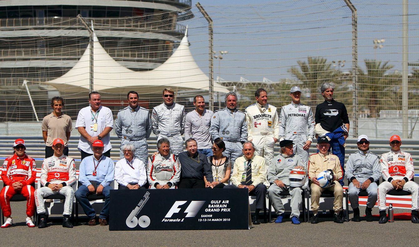 El inicio de temporada 2010 reunió a todos los campeones del mundo de Fórmula 1 aún vivos. (EFE)