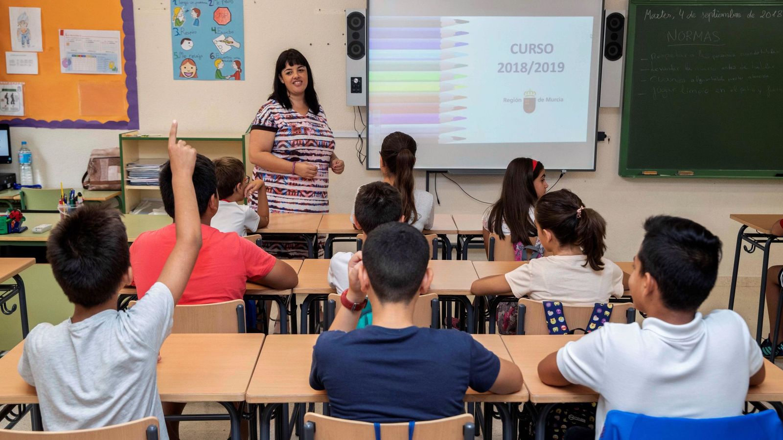 Foto: Alumnos de primaria en un colegio de Chegín, Murcia. (Efe)