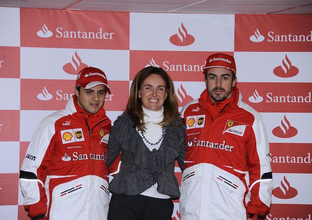 Foto: María Sánchez del Corral acompaña de Fernando Alonso (Pinterest Banco Santander)