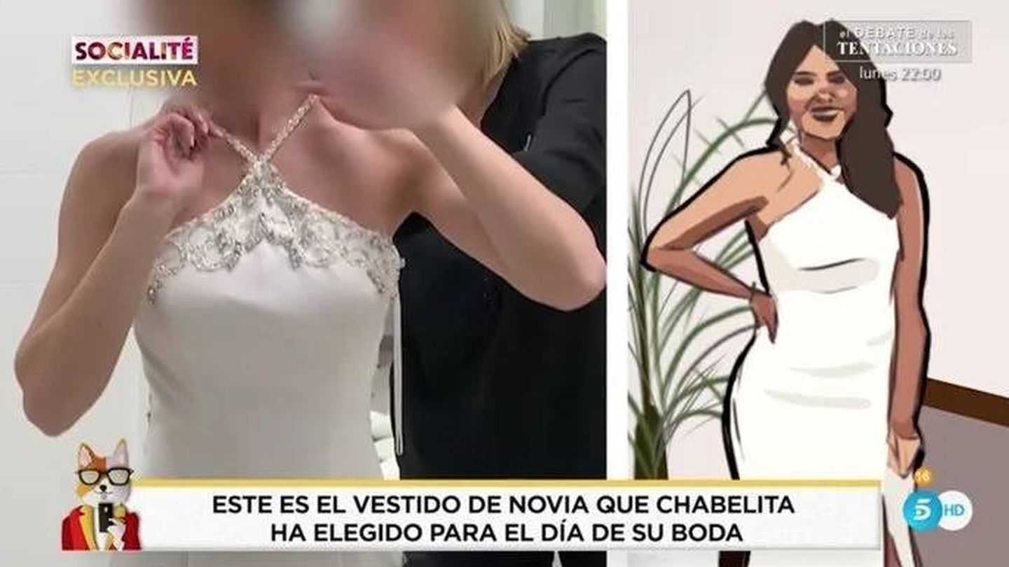 'Socialité' enseñando el vestido de Chabelita. (Telecinco).