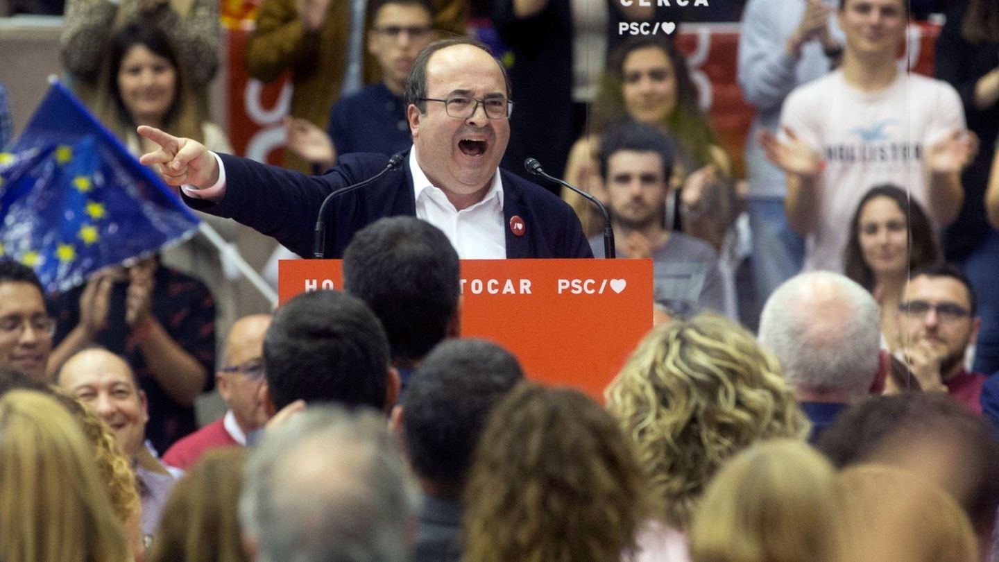 El primer secretario del PSC, Miquel Iceta, en el acto electoral central de los socialistas catalanes. (EFE)