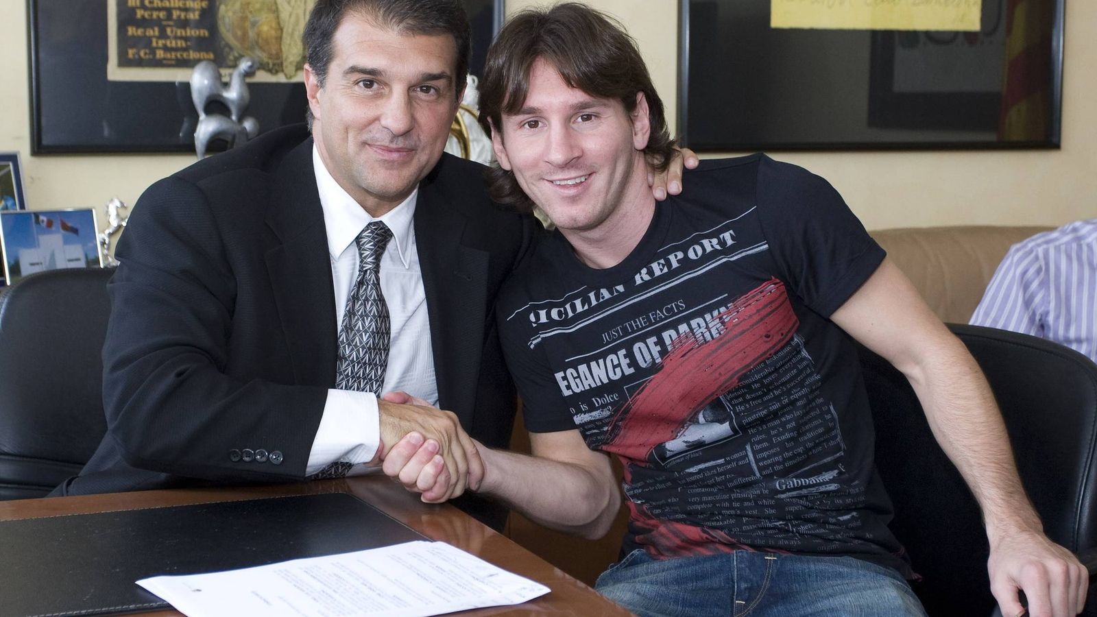 Foto: Laporta y Messi, durante su renovación. Foto: EFE