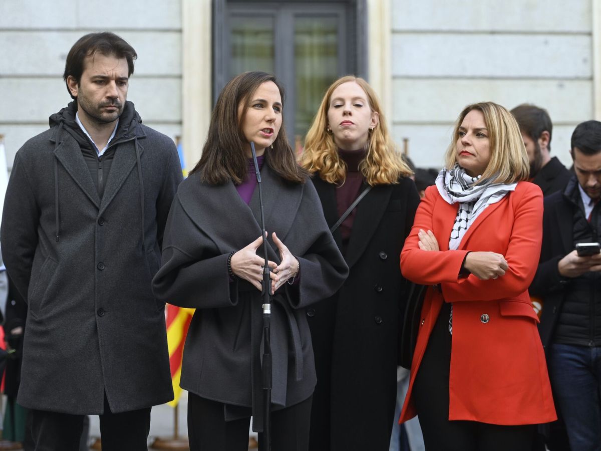 Foto: Javier Sánchez, Ione Belarra, Lilith Verstrynge y Noemí Santana. (Alberto Ortega / Europa Press)