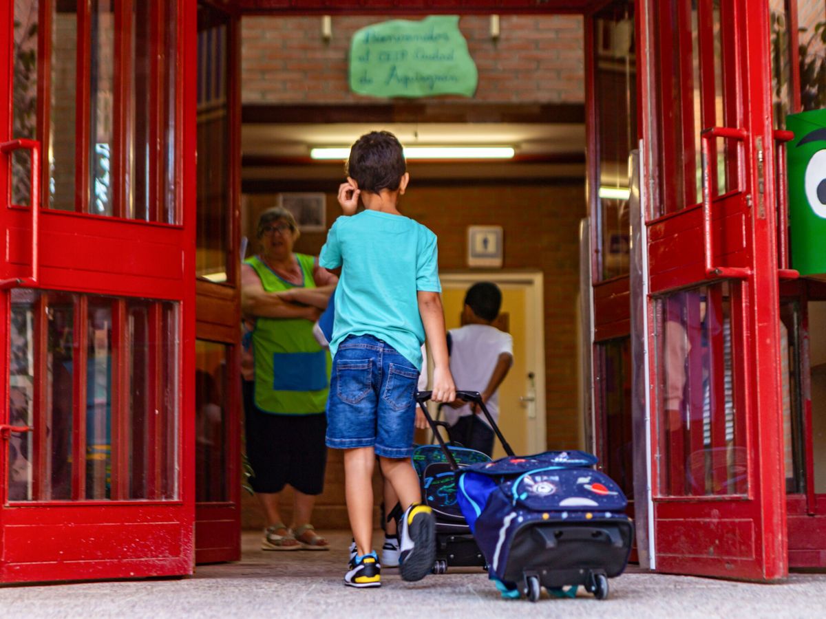Foto: Un niño entra en su colegio. (EFE/Ángeles Visdómine)