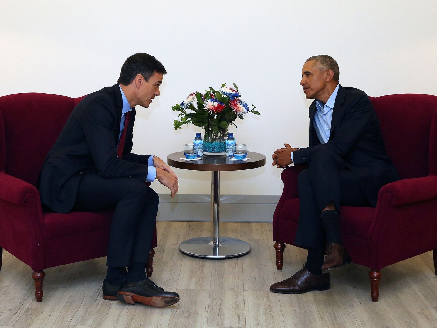 Sánchez y Obama en su encuentro en Madrid. (EFE)