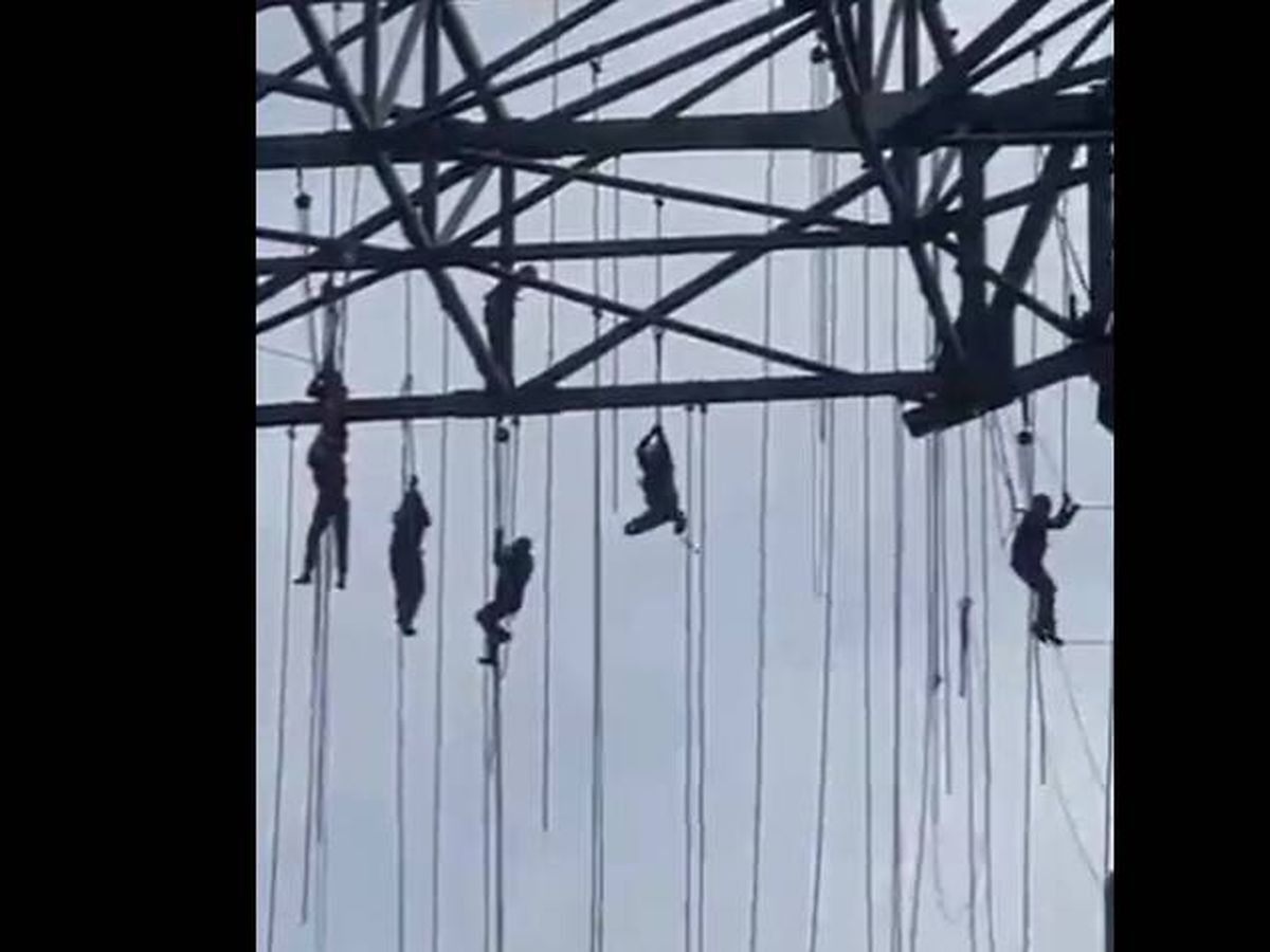 Foto: Un andamio se desploma en Brasil y deja a los obreros colgando a 140 metros (X/@AlertaMundial2)