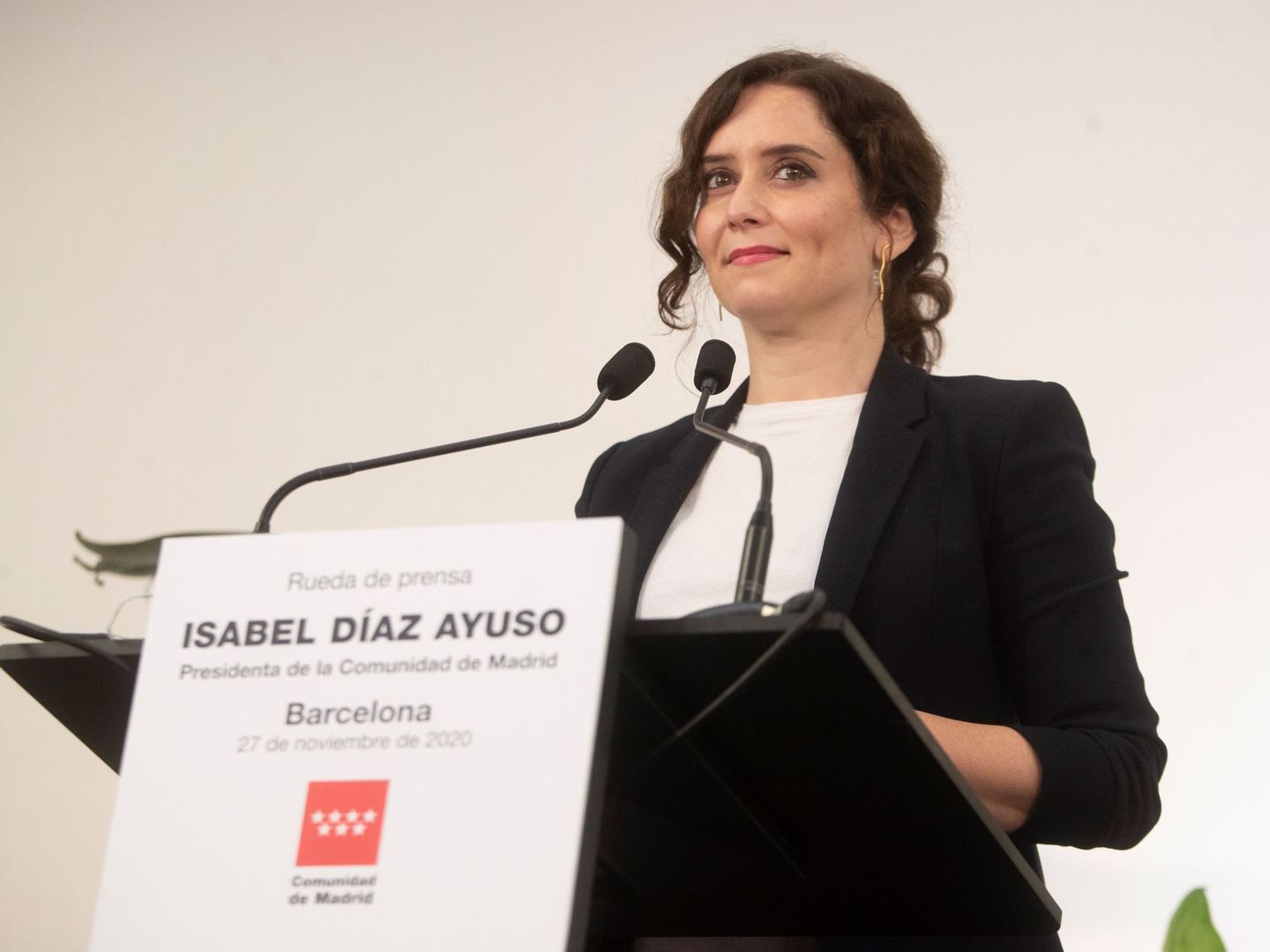 La presidenta de la Comunidad de Madrid, Isabel Díaz Ayuso, esta mañana, en Barcelona. (EFE)