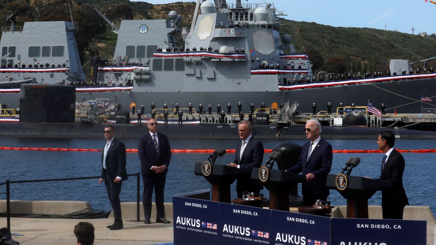 Los presidentes del Aukus en San José. (Reuters)