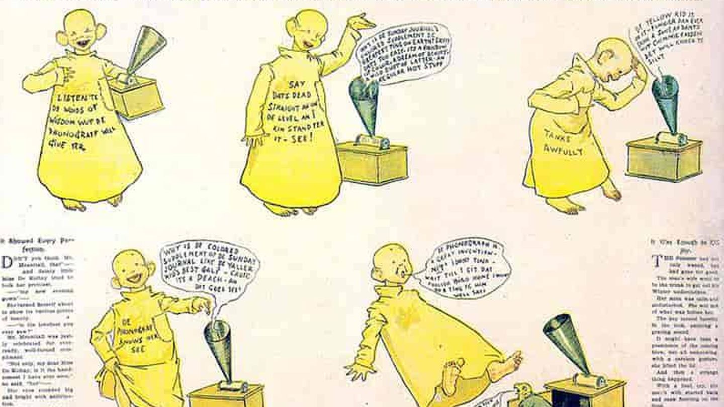 La caricatura 'The yellow kid', que dio nombre a las noticias amarillistas.