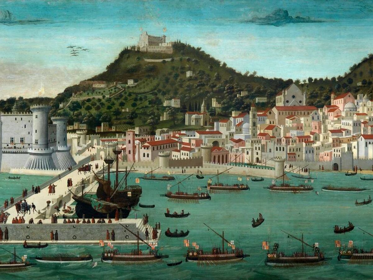 Foto: Vista de Nápoles en la 'Tavola Strozzi'. Francesco di Lorenzo Rosselli. 1472. Museo Nazionale di San Martino.