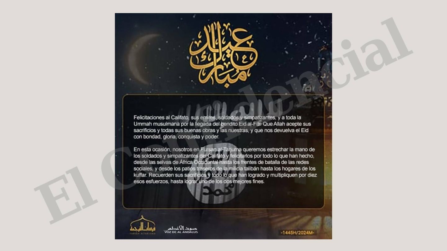 Mensaje de La Voz de Al-Andalus felicitando a los yihadistas