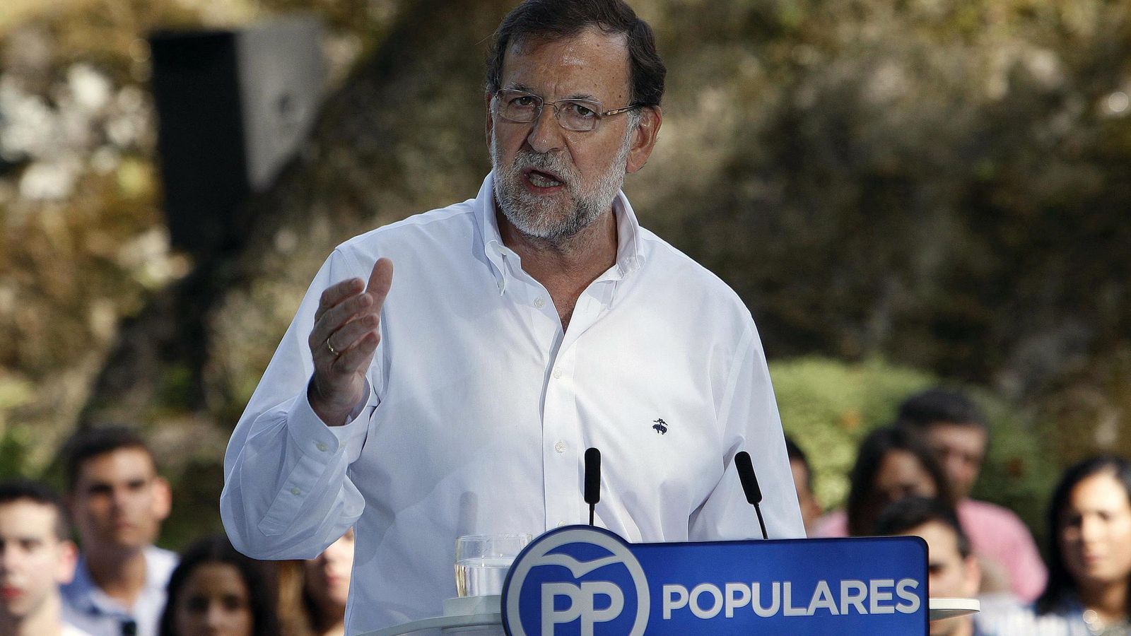 Foto: El presidente del Gobierno y del Partido Popular, Mariano Rajoy, durante su intervención en el acto del partido. (EFE)