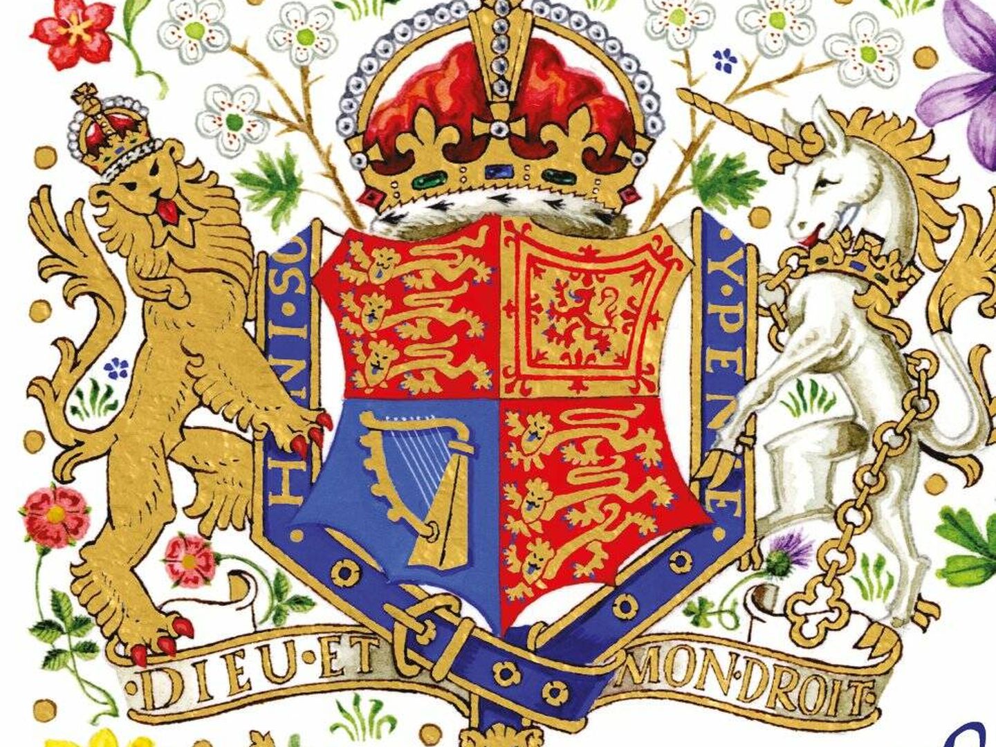 El escudo real de Carlos III. (Familia real británica)