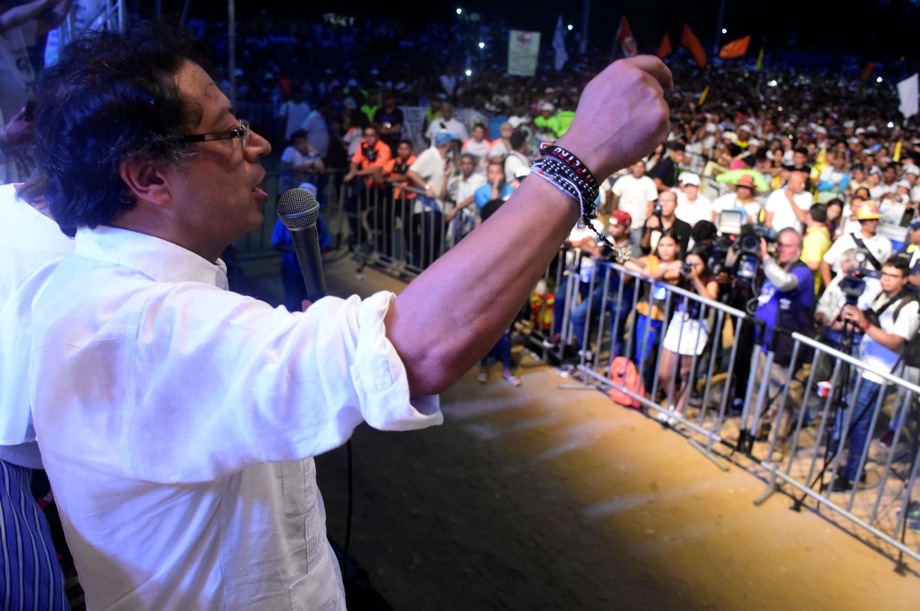 Petro, durante un mitin de cierre de campaña en Barranquilla, el 20 de mayo de 2018. (Reuters)