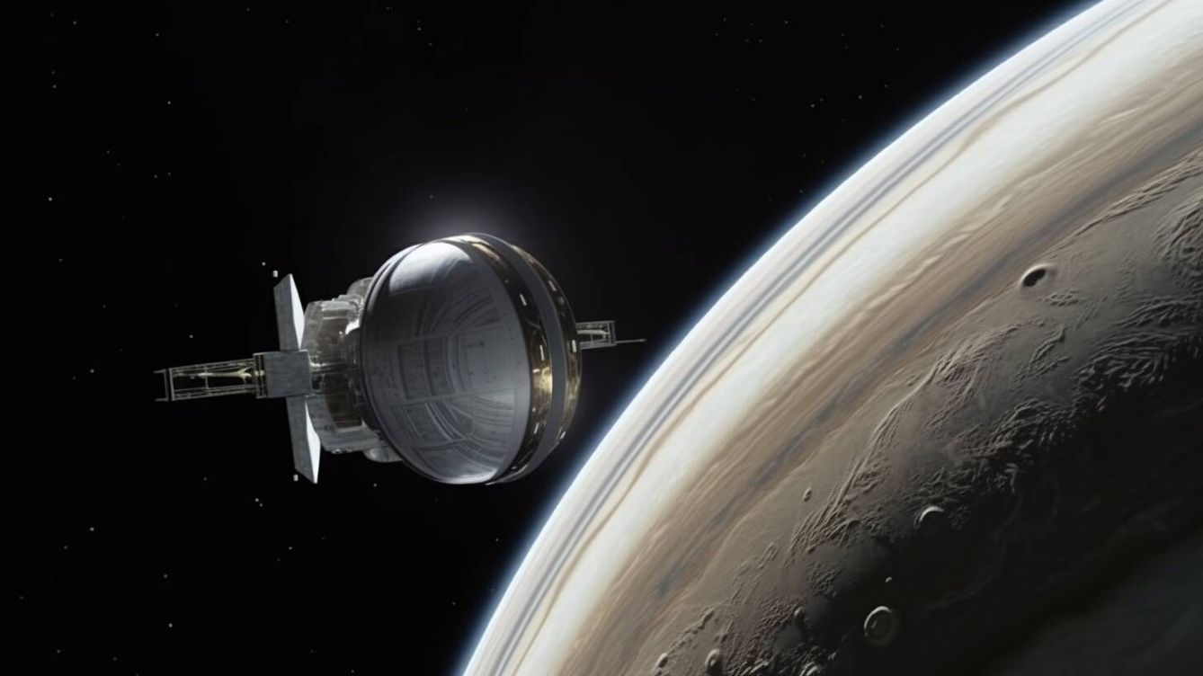 Foto: Ilustración de una nave espacial de ciencia ficción. (MidJourney/Novaceno/JD)