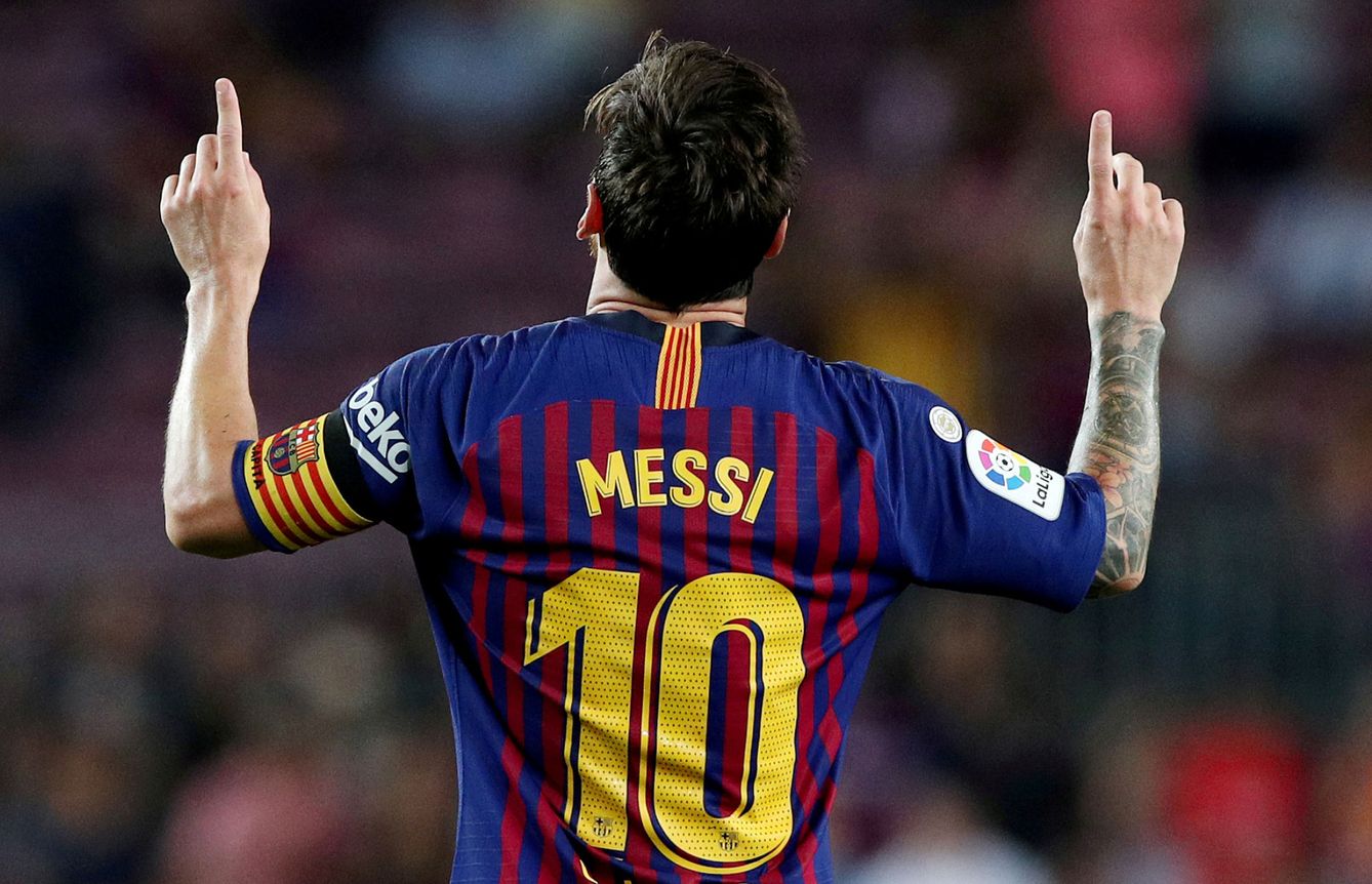 La icónica celebración de Leo Messi. (Reuters)