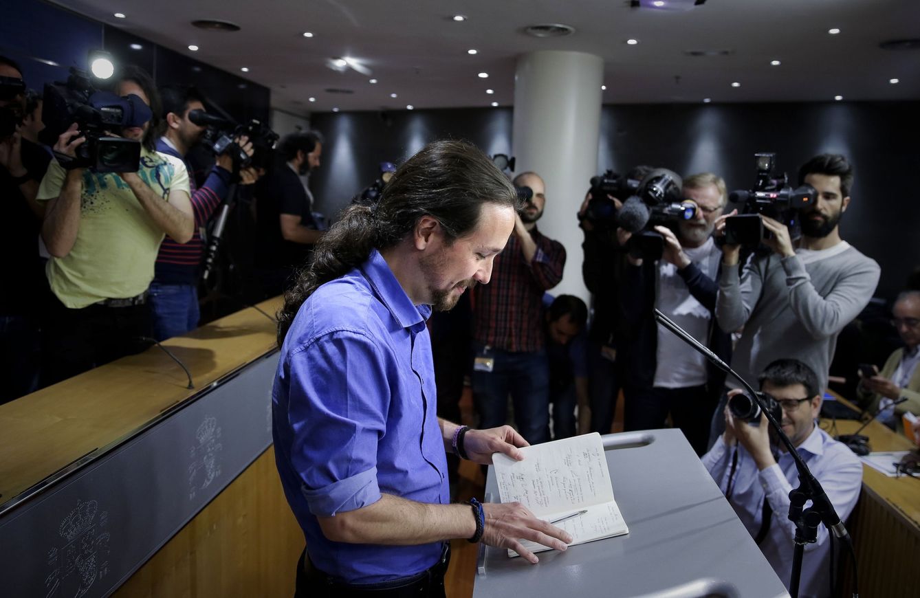 Pablo Iglesias en una rueda de prensa. (EFE)