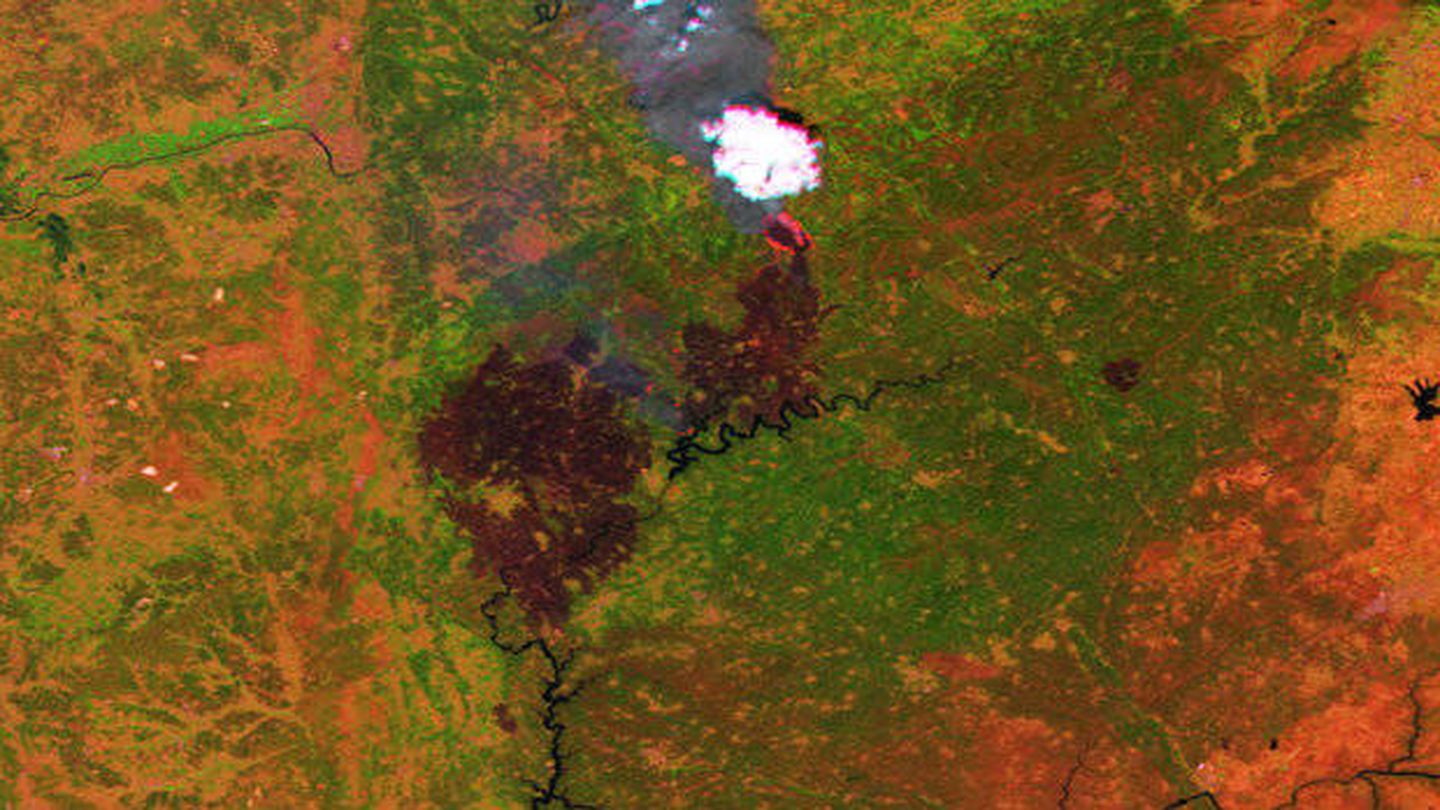 Imagen de satélite del Incendio en el centro de Portugal