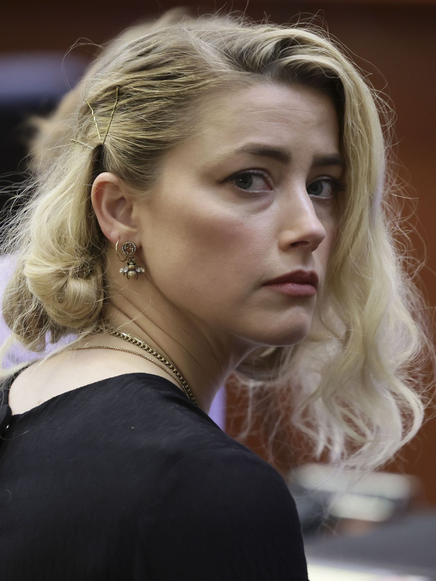 Amber Heard esperando el veredicto del jurado. (EFE/Pool/Evelyn Hockstein)