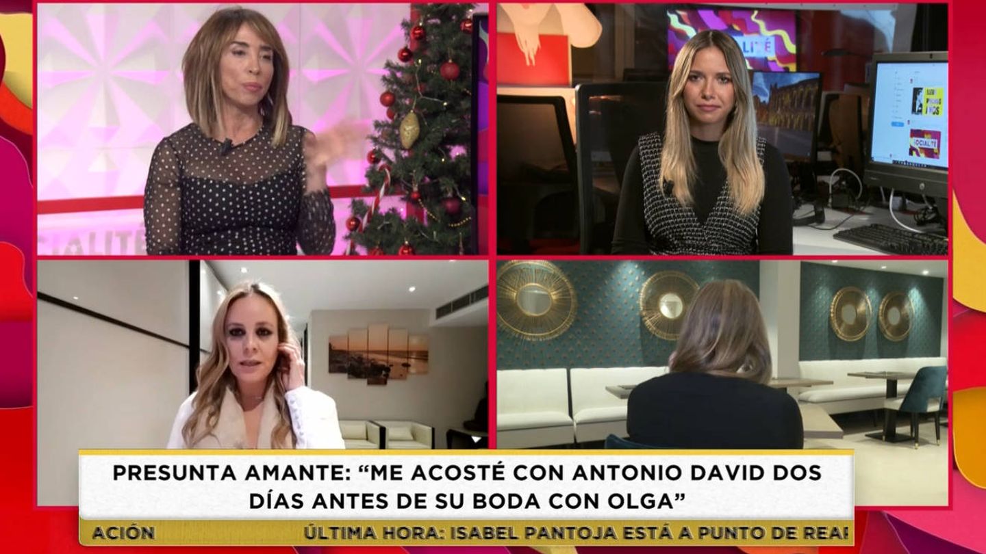 María Patiño y la supuesta amante de Antonio David, en 'Socialité'. (Telecinco)