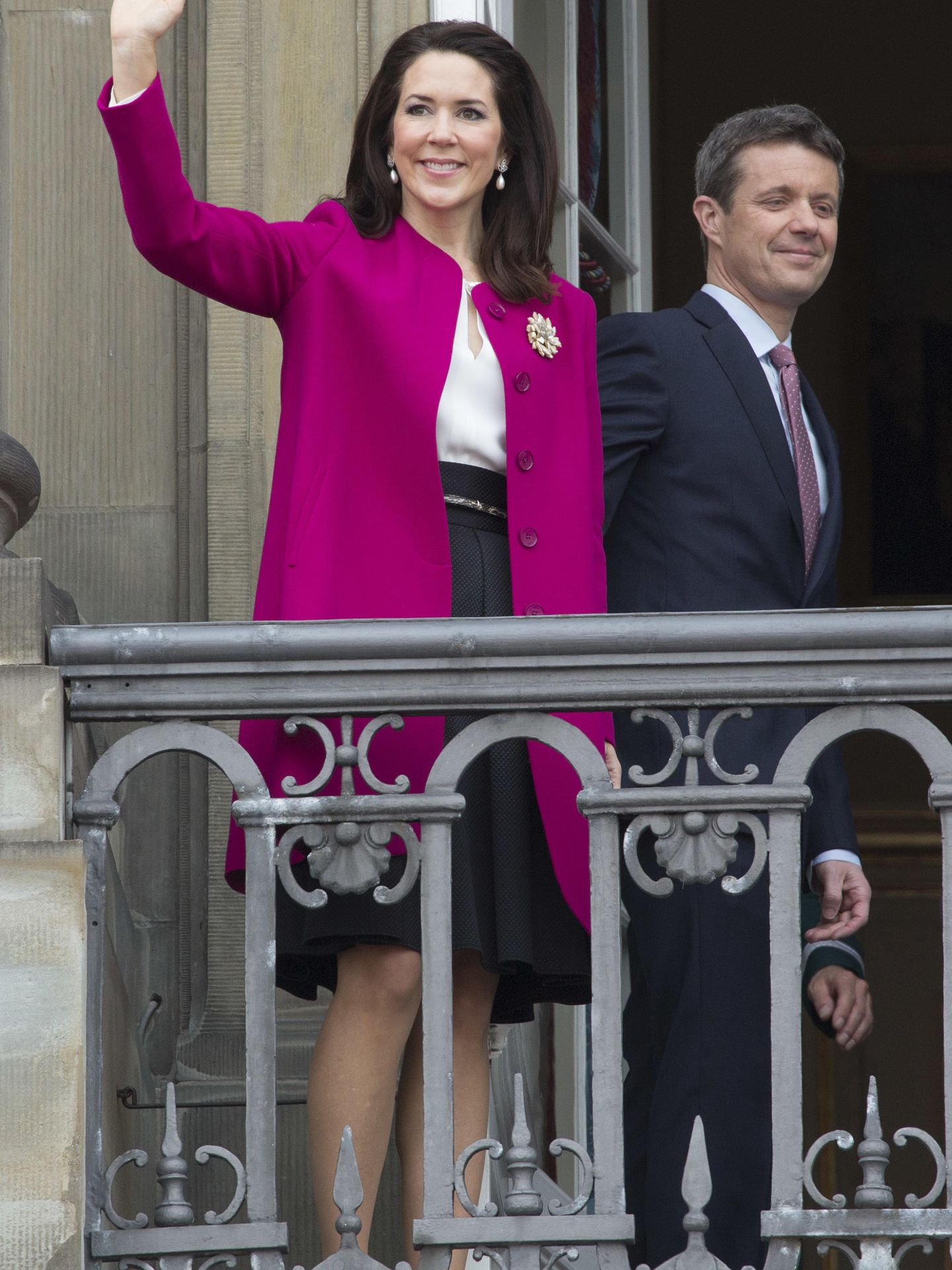 Crown Prince Frederik, Crown Princess Mary during the 76th birthday celebration of Queen Margrethe at the balcony of Amalienborg Palace, Denmark, 16 April 2016.