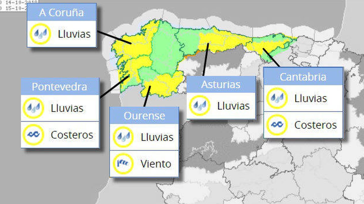 En la madrugada de este domingo, la AEMET informa de que toda Galicia se verá afectada por lluvias. Y en León hay riesgo de fuertes precipitaciones.