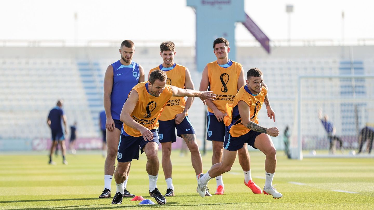 La selección inglesa en un entrenamiento durante el Mundial de Qatar.