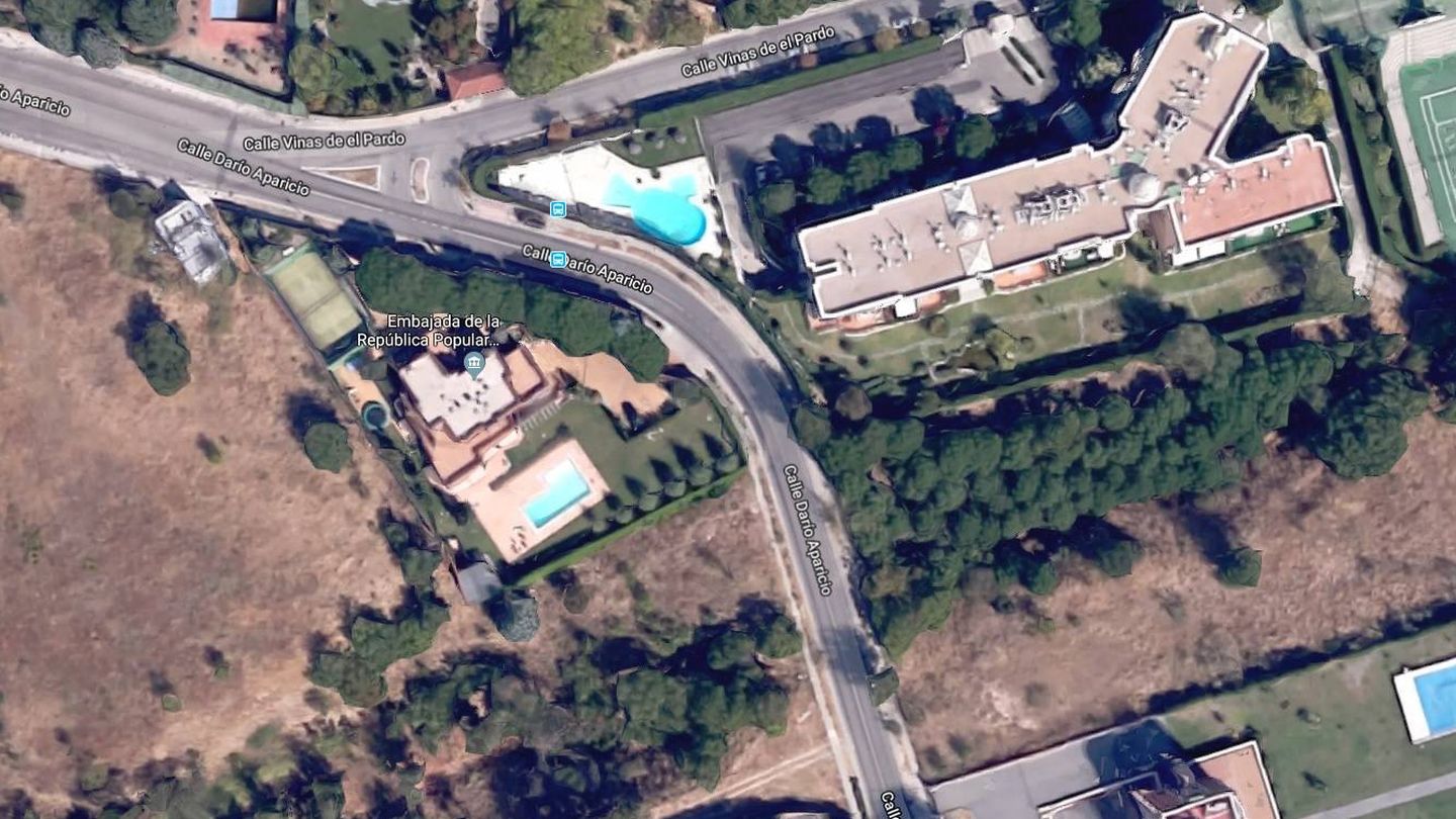Vista área de la embajada de Corea del Norte.