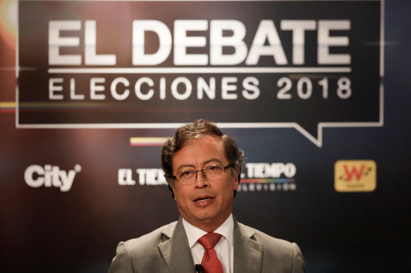 Gustavo Petro durante un debate en Bogotá, Colombia, el 24 de mayo de 2018. (Reuters)
