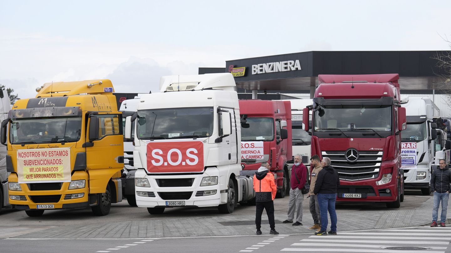 Varias decenas de camioneros se concentran en los paros de marzo. (EFE/Alejandro García)