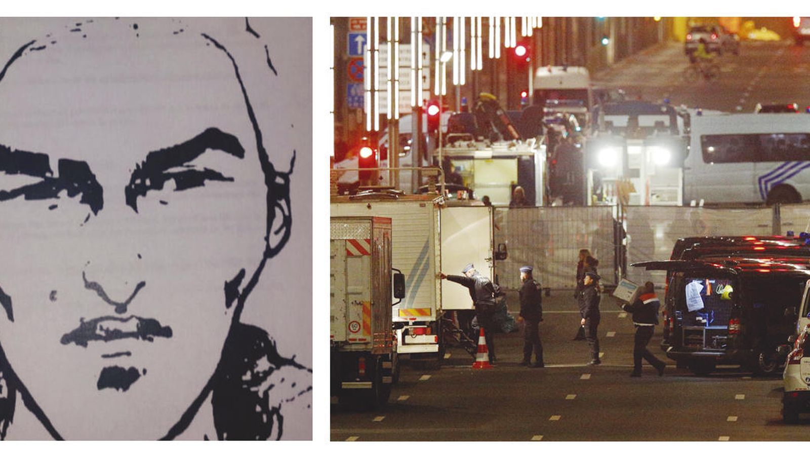 Foto: A la izquierda, imagen del retrato robot del segundo sospechoso de los atentados del metro de Bruselas