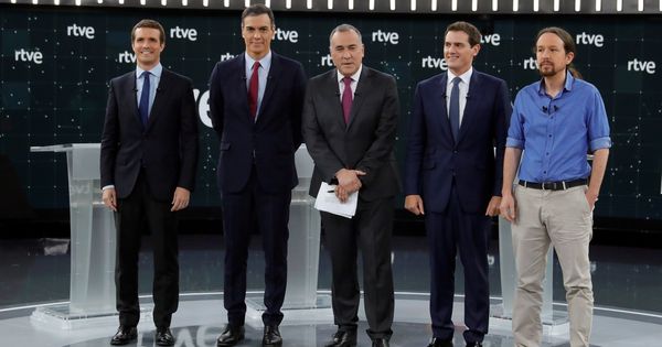 Foto: Debate a cuatro entre los principales líderes políticos en el debate electoral de RTVE. (EFE)
