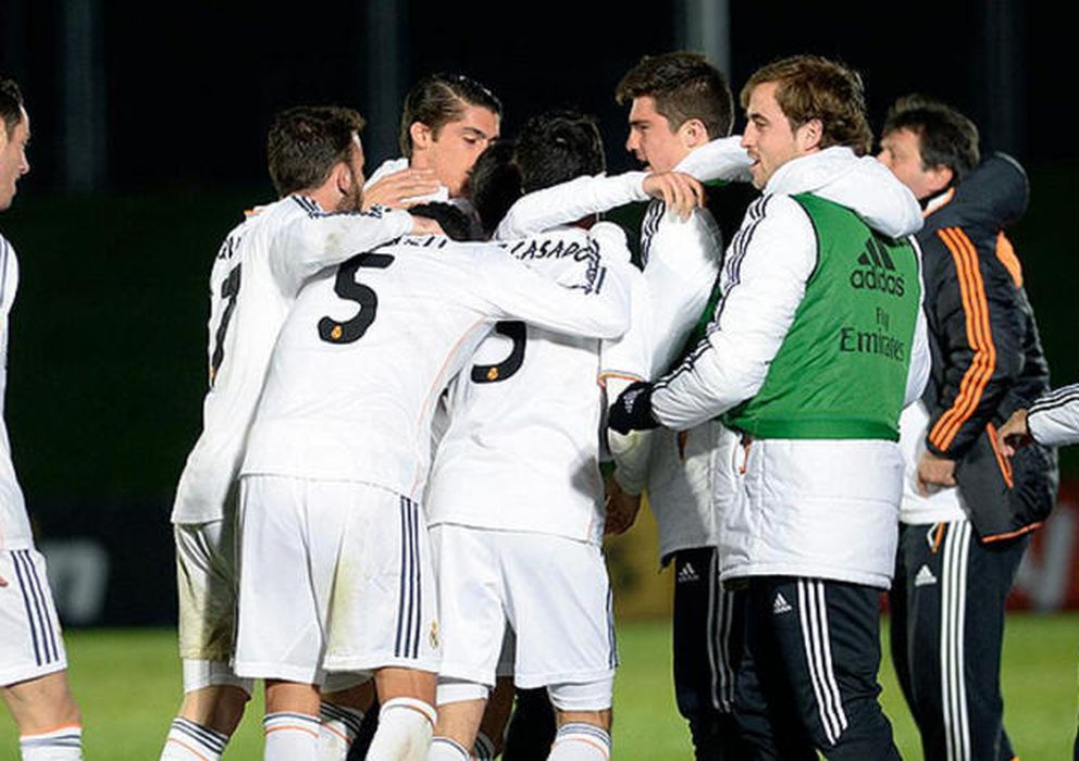 Foto: Los jugadores del Real Madrid Castilla durante uno de sus últimos partidos en la Liga Adelante. 