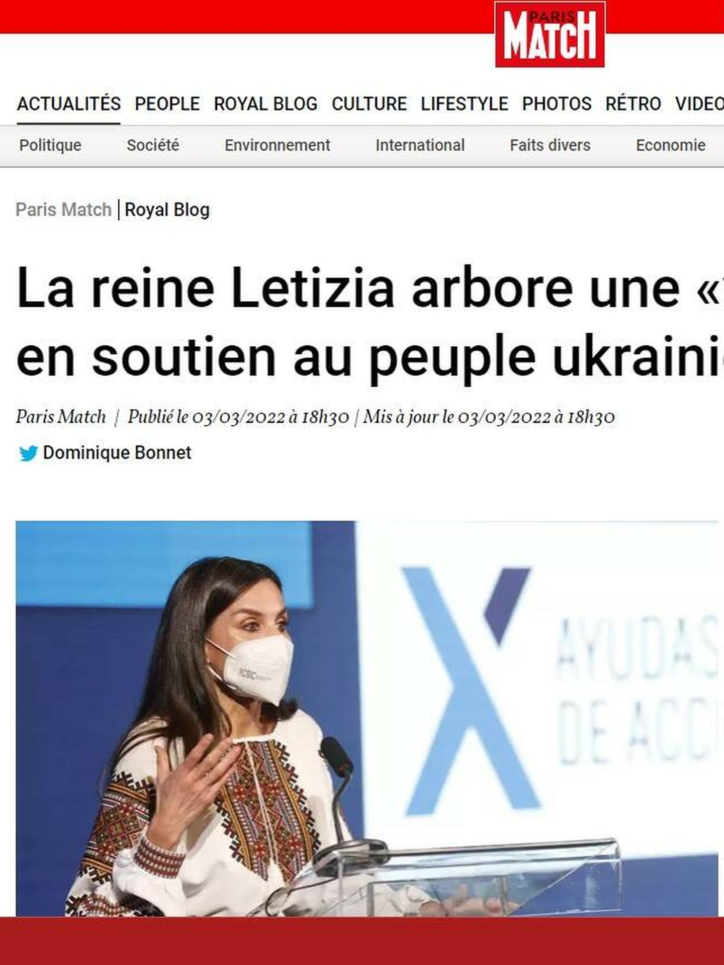 Letizia, en la edición digital del 'Paris Match'. 