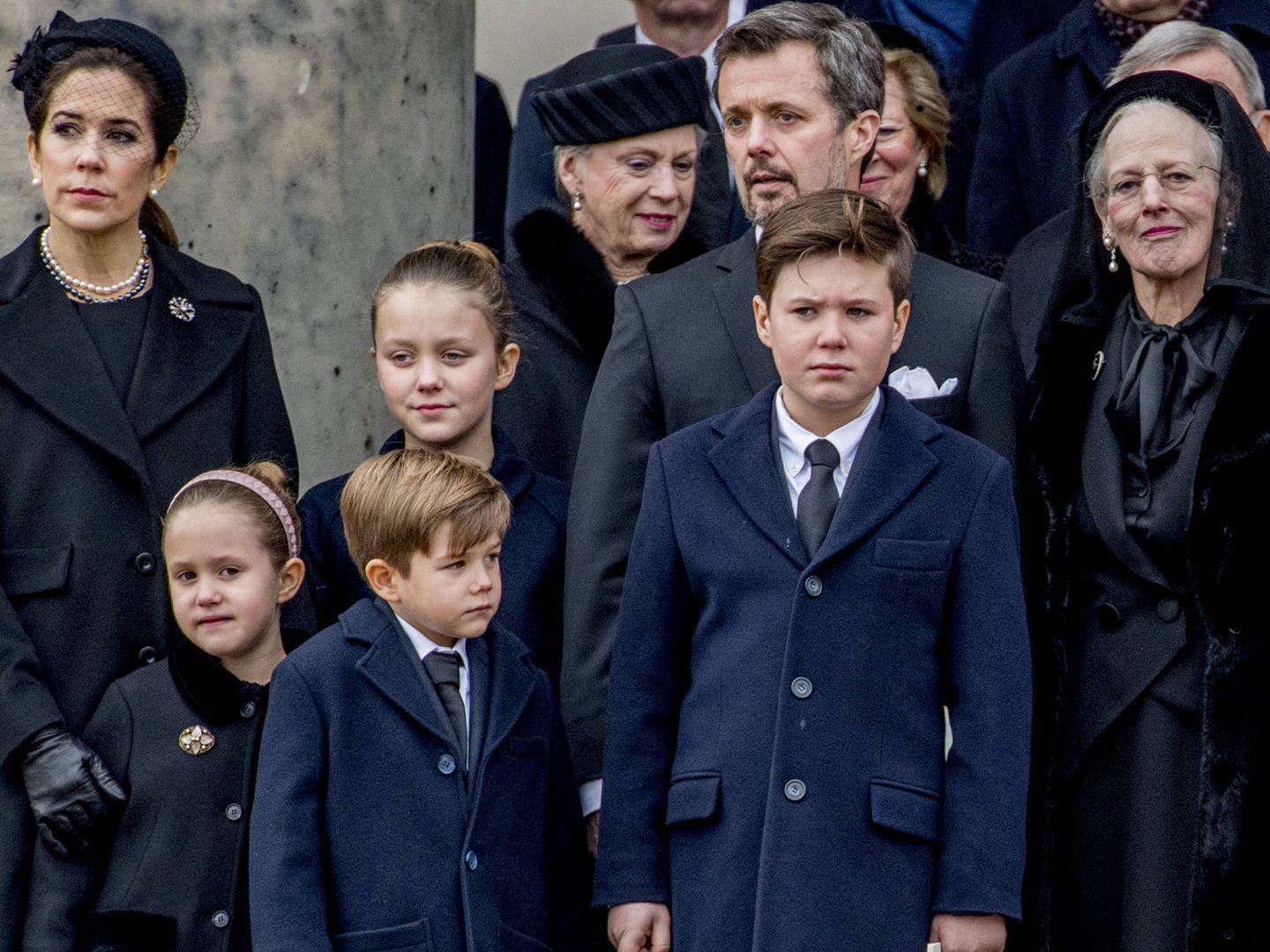 La familia real danesa, en el funeral del príncipe Henrik, el pasado 20 de febrero. (Gtres)