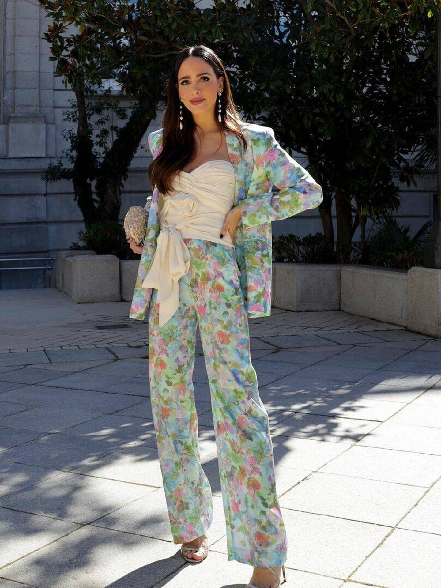 Rocío Osorno, con un traje dos piezas de print floral de Zara. (Instagram/@rocioosorno)