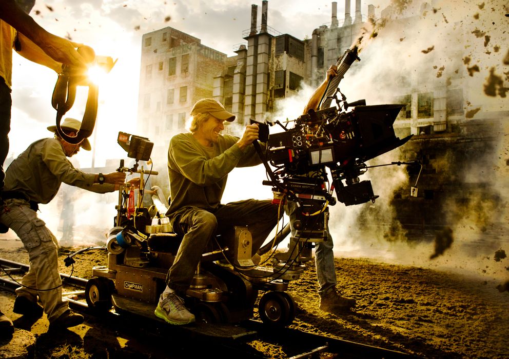 Foto: Michael Bay en el rodaje de la cuarta parte de 'Transformers'