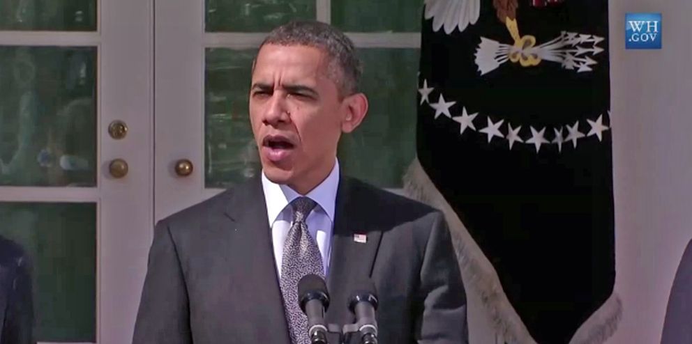 Obama, durante su intervención pública para criticar la estrategia china en 2012