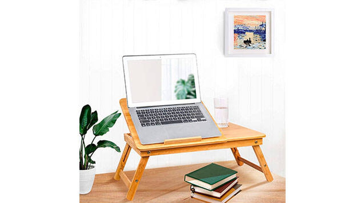 Soporte ajustable al escritorio para computador portatil ergonomico varias  posiciones