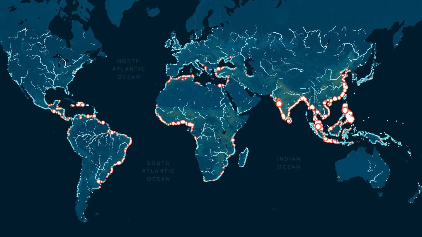El mapa de los 1.000 ríos más contaminantes del mundo. The Ocean Cleanup