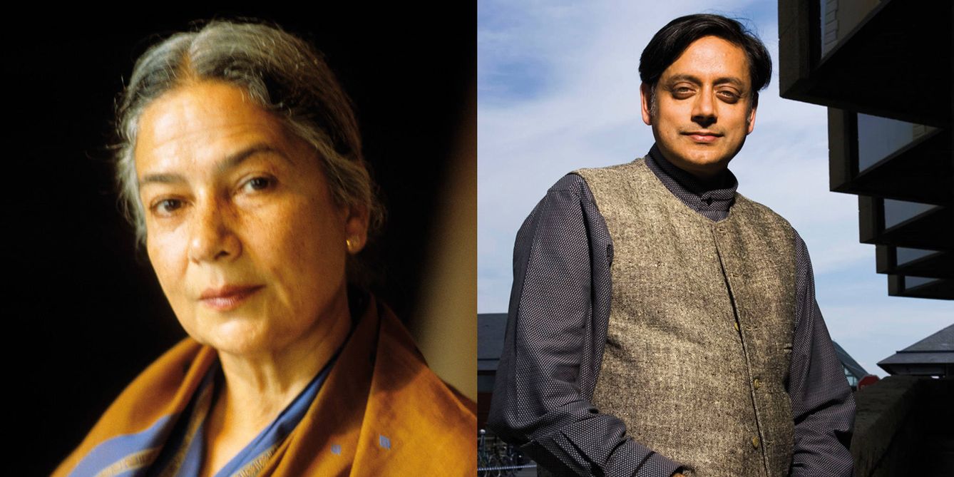 A la izquierda, Anita Desai, autora de 'Fuego en la montaña'. Al lado, Sashi Tharoor, autor de 'La gran novela india'.