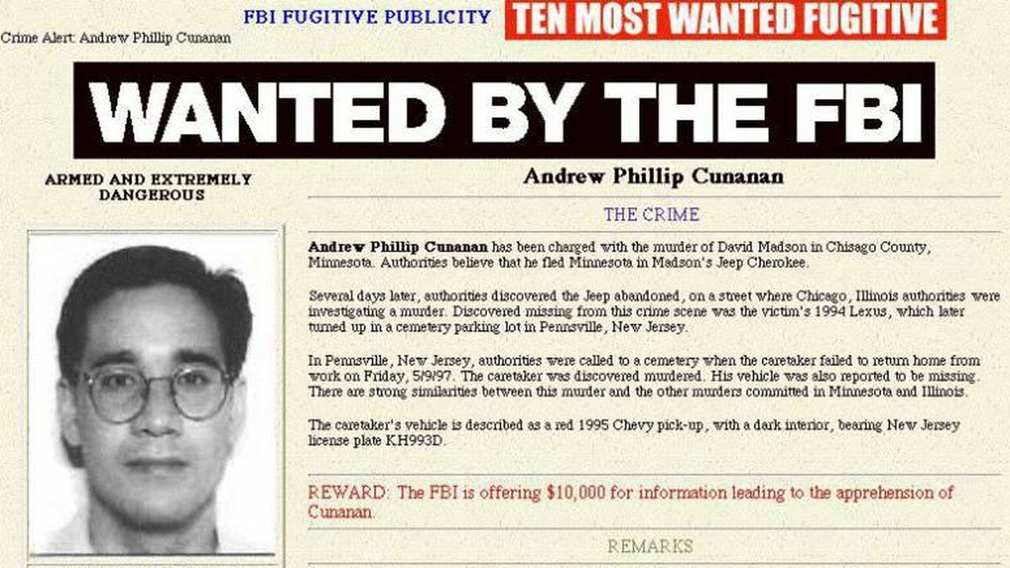 Imagen de la orden de búsqueda y captura de la web del FBI en 1997. 