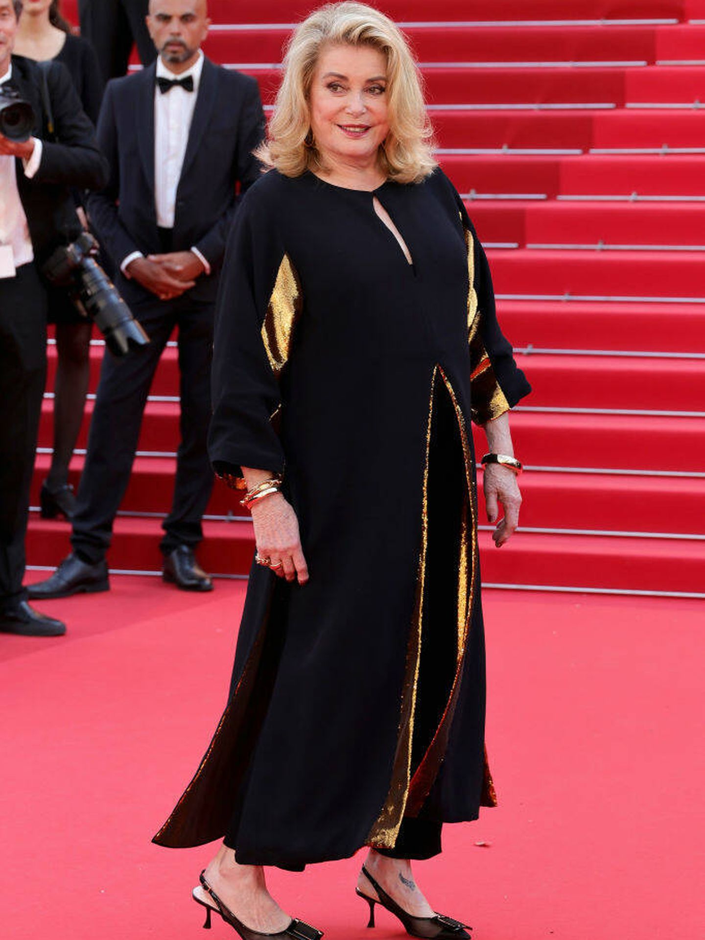Catherine Deneuve en el décimo día de alfombra roja del Festival de Cine de Cannes. (Getty Images)