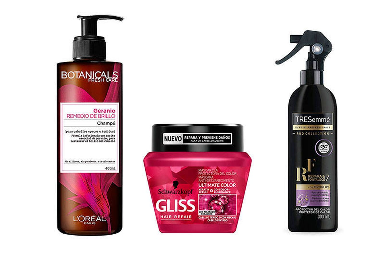 Productos recomendados para el cuidado del cabello teñido.